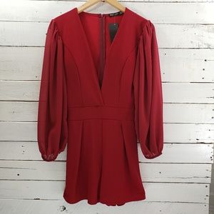 Nasty Gal Deep Plunge Romper Berry US 4/UK 8